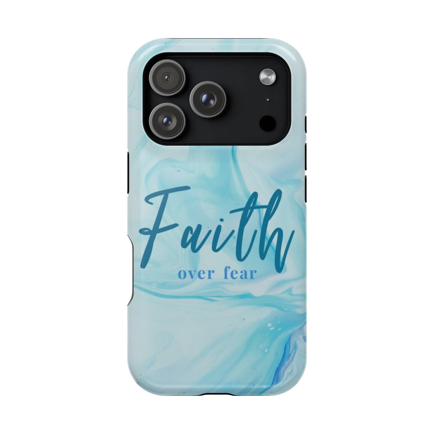 Faith Over Fear Magnetic Phone Case — Blue Marble Impact-Resistant Cover