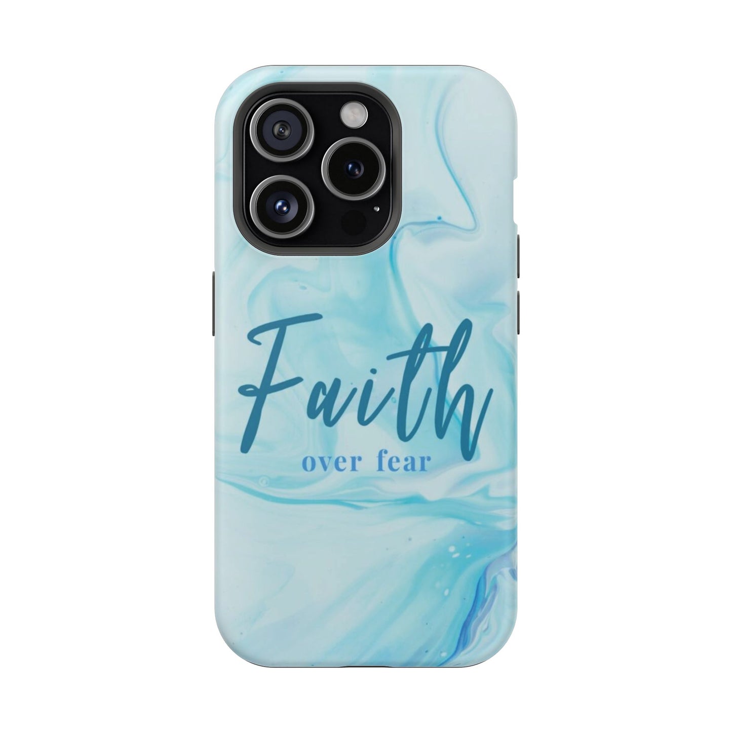 Faith Over Fear Magnetic Phone Case — Blue Marble Impact-Resistant Cover