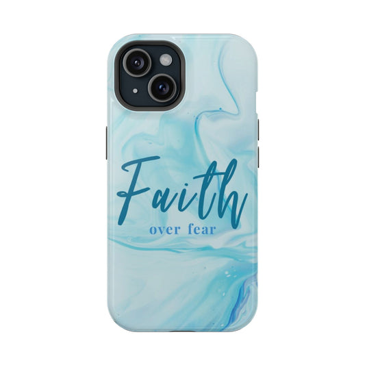 Faith Over Fear Magnetic Phone Case — Blue Marble Impact-Resistant Cover