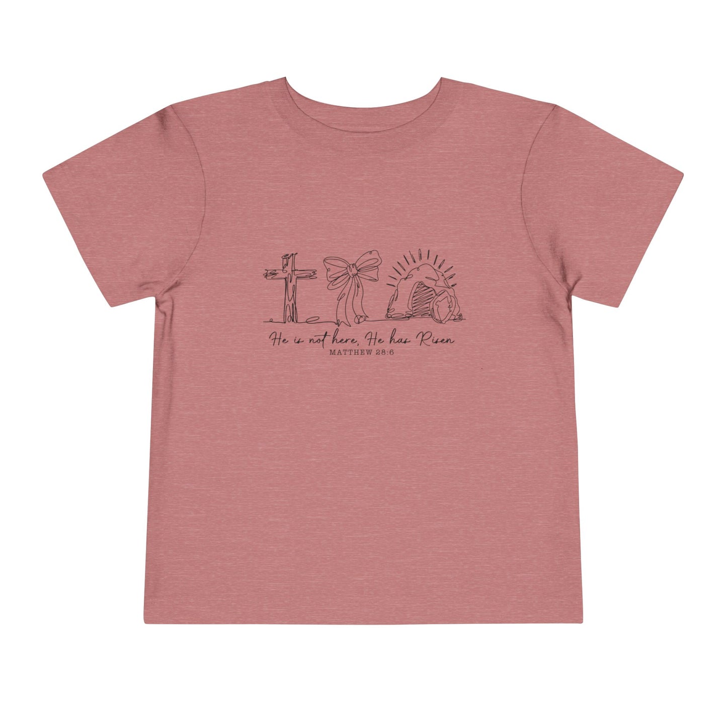 Toddler Tee — He Is Risen Easter Cross & Empty Tomb Christian Shirt