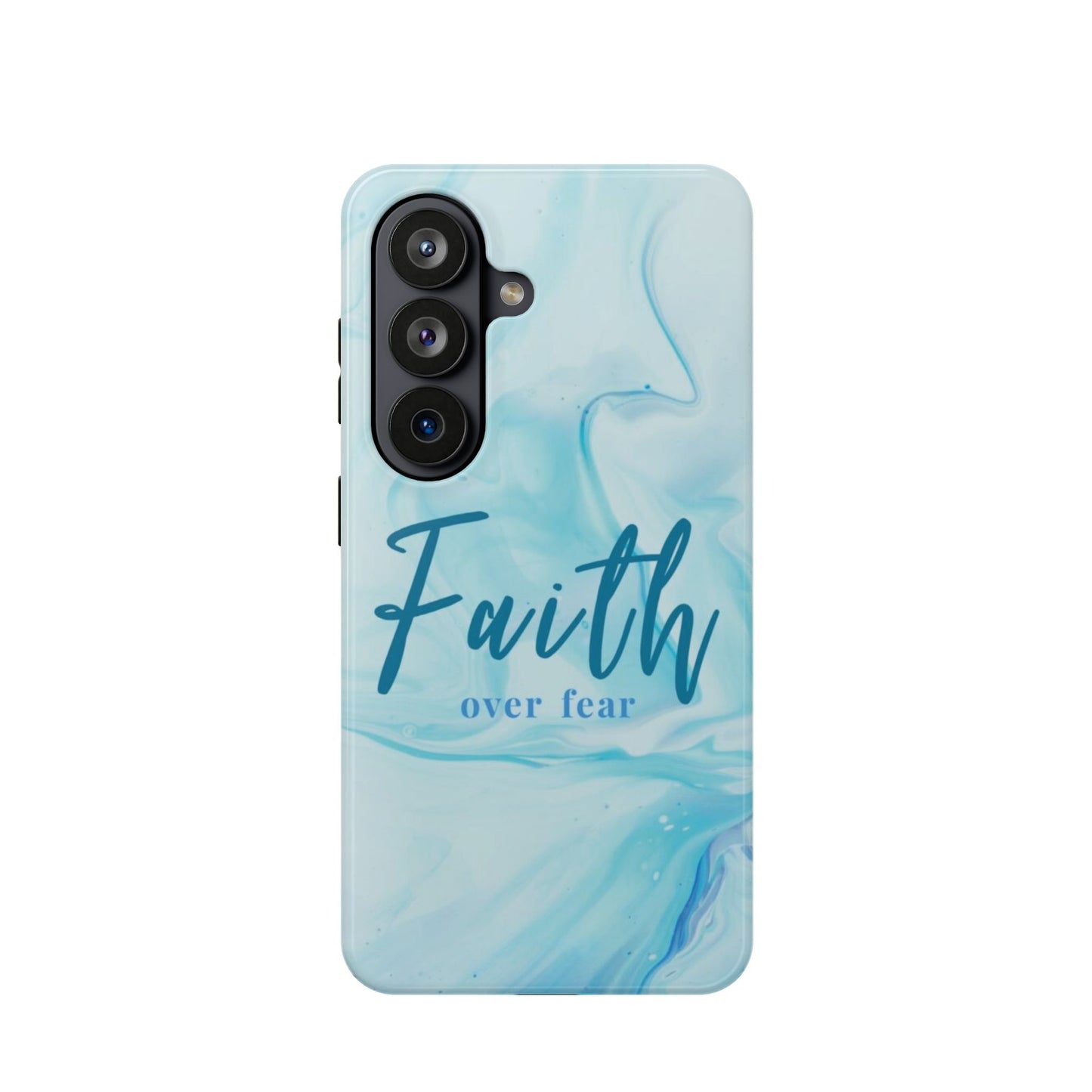Faith Over Fear Magnetic Phone Case — Blue Marble Impact-Resistant Cover