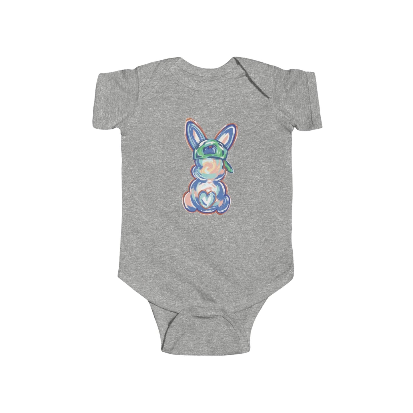 Baby Bodysuit — Pastel Bunny with Heart Graphic (Infant Onesie)