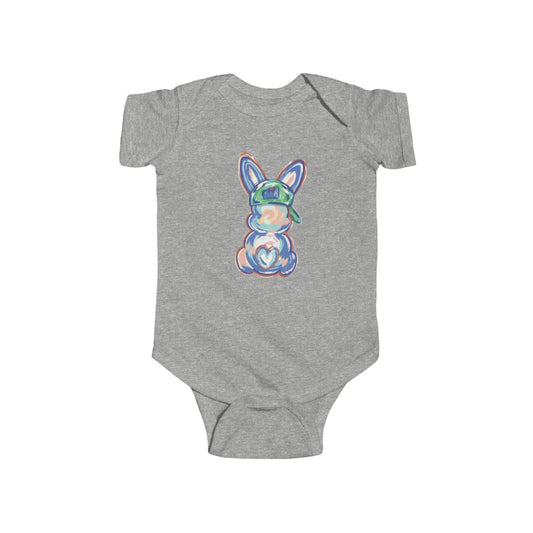 Baby Bodysuit — Pastel Bunny with Heart Graphic (Infant Onesie)