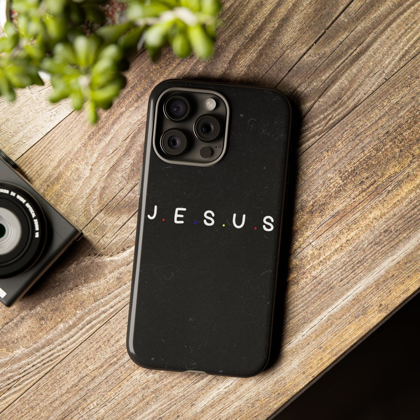 Jesus Typography Tough Phone Case — Minimal Black Christian Phone Cover