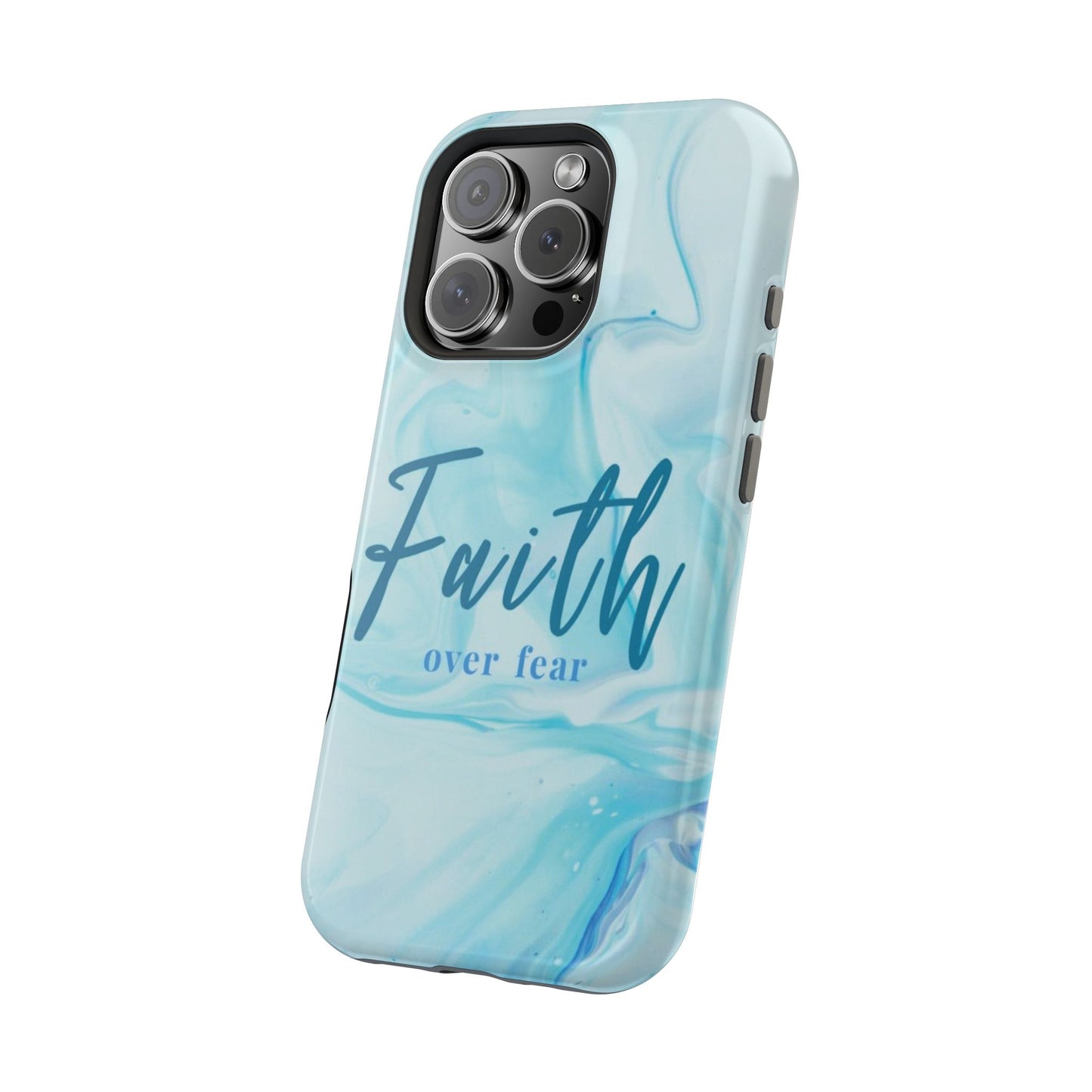 Faith Over Fear Magnetic Phone Case — Blue Marble Impact-Resistant Cover