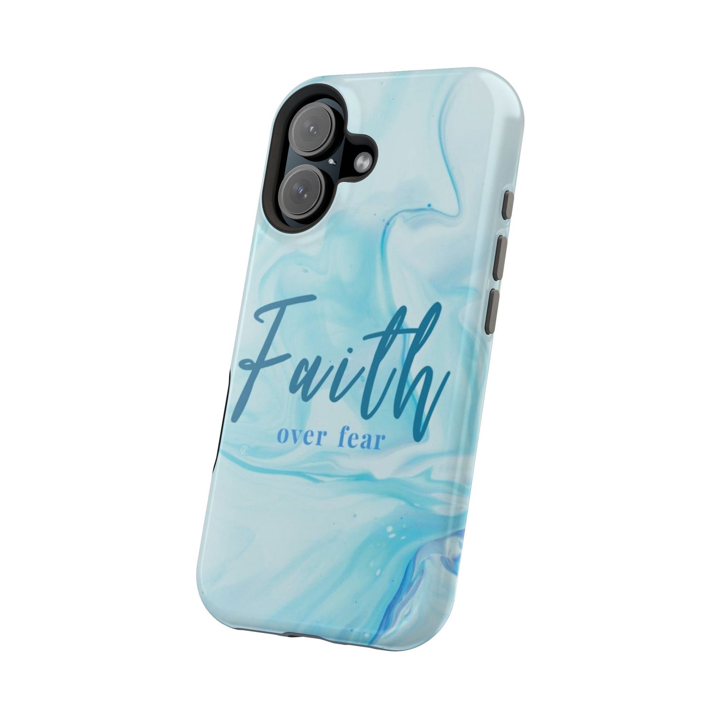 Faith Over Fear Magnetic Phone Case — Blue Marble Impact-Resistant Cover