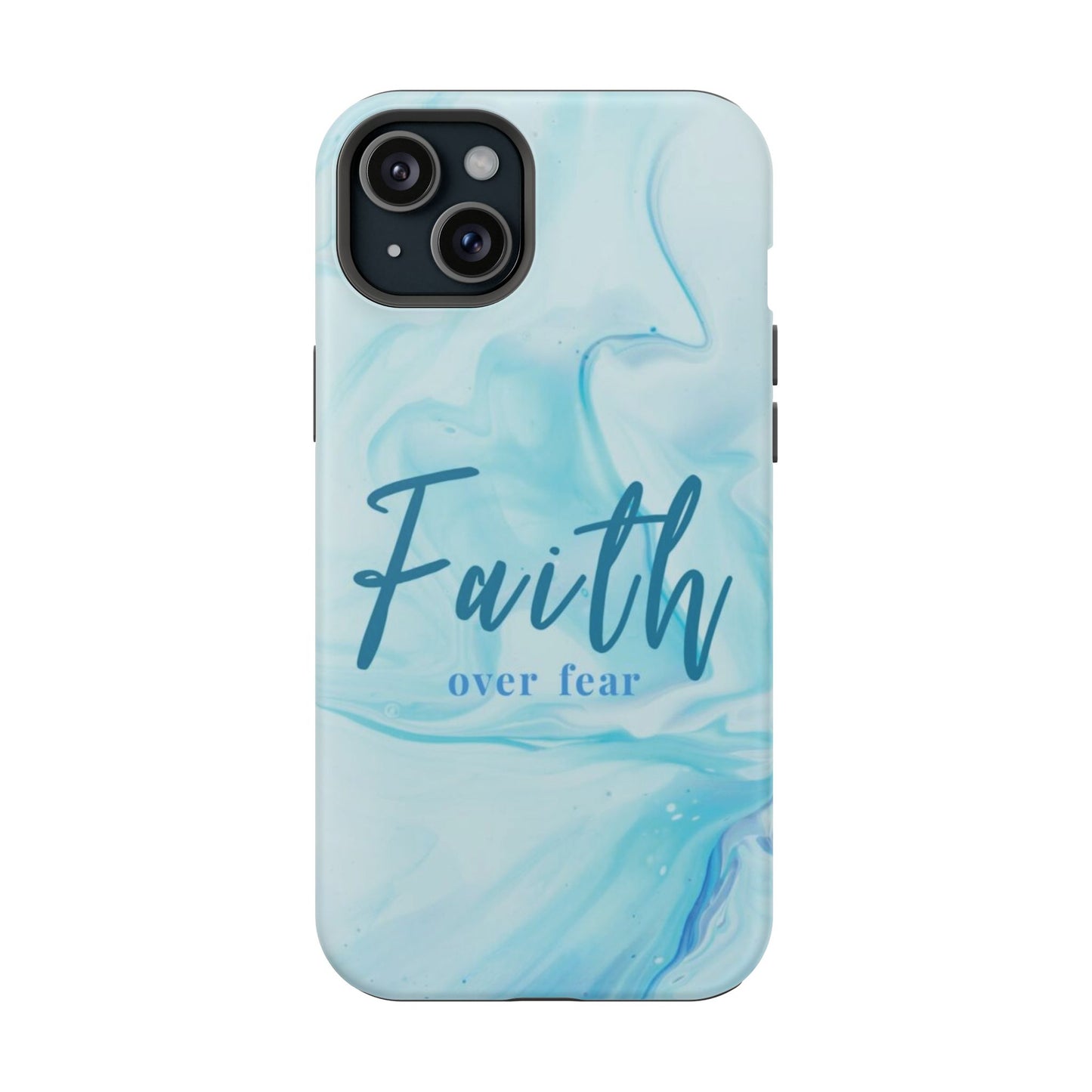 Faith Over Fear Magnetic Phone Case — Blue Marble Impact-Resistant Cover
