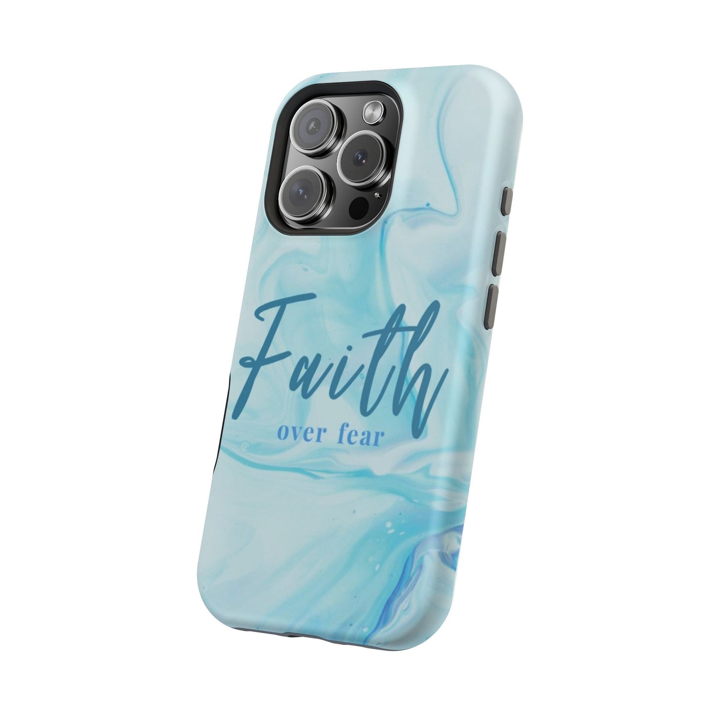 Faith Over Fear Magnetic Phone Case — Blue Marble Impact-Resistant Cover