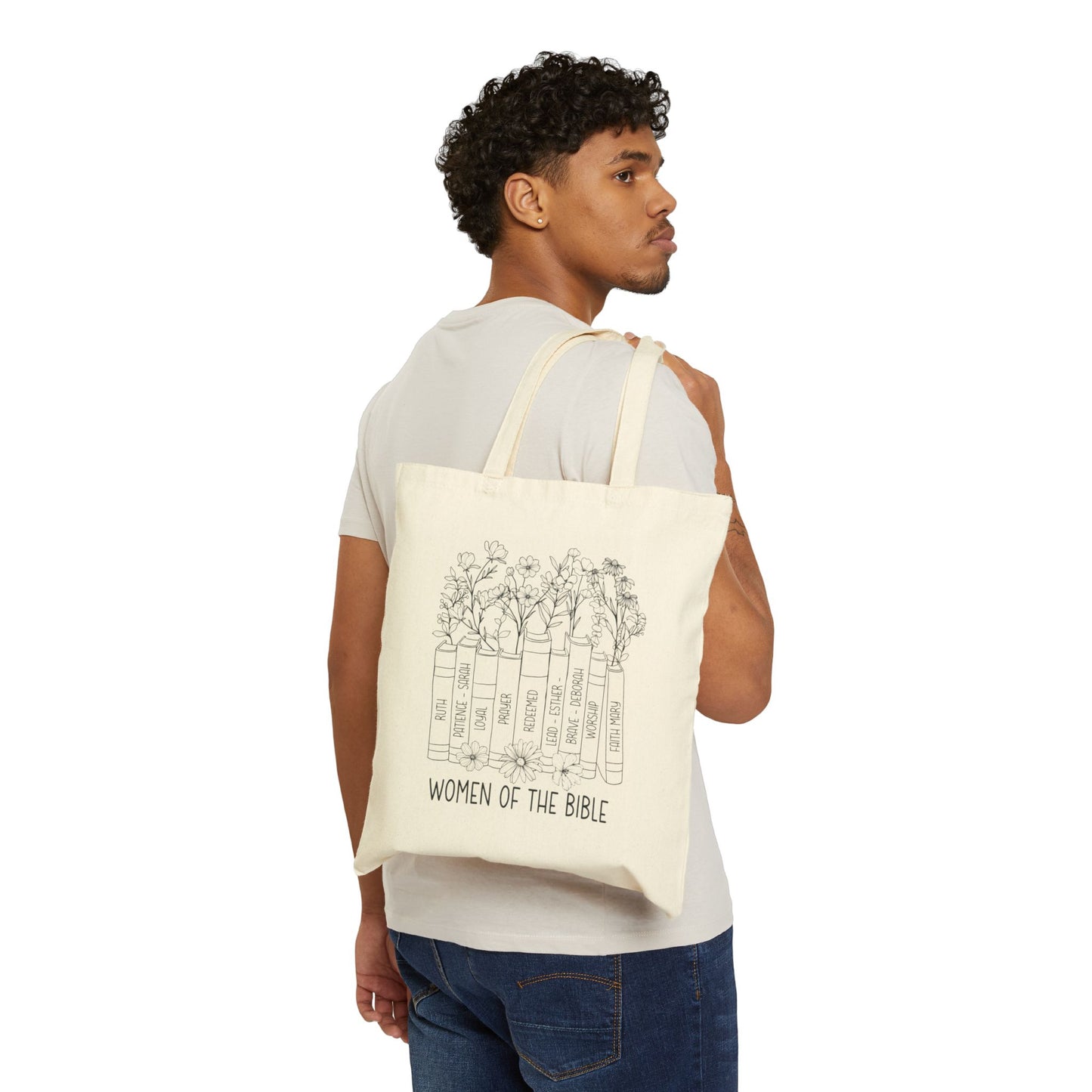 Women of the Bible Tote Bag — Floral Scripture Book Canvas Tote
