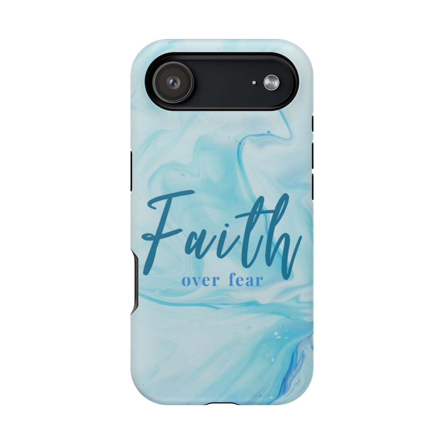 Faith Over Fear Magnetic Phone Case — Blue Marble Impact-Resistant Cover