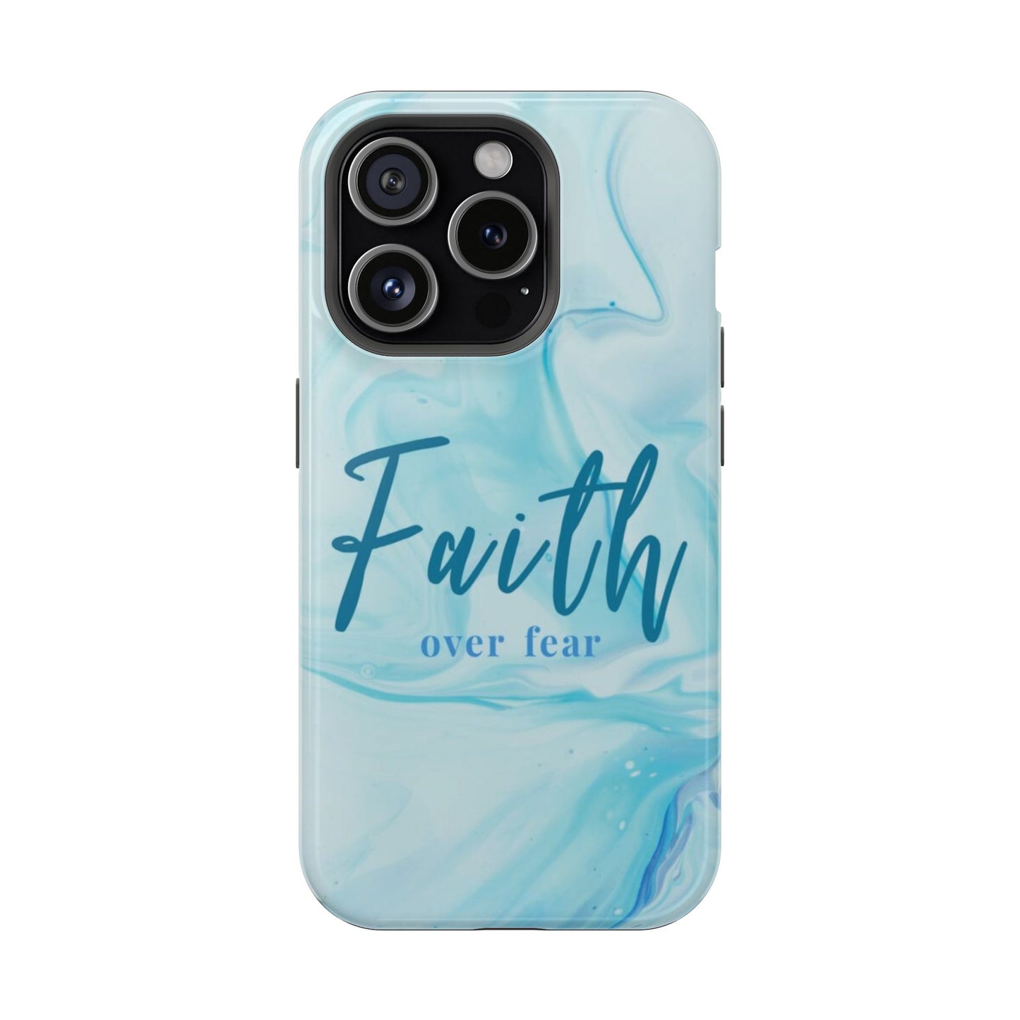 Faith Over Fear Magnetic Phone Case — Blue Marble Impact-Resistant Cover