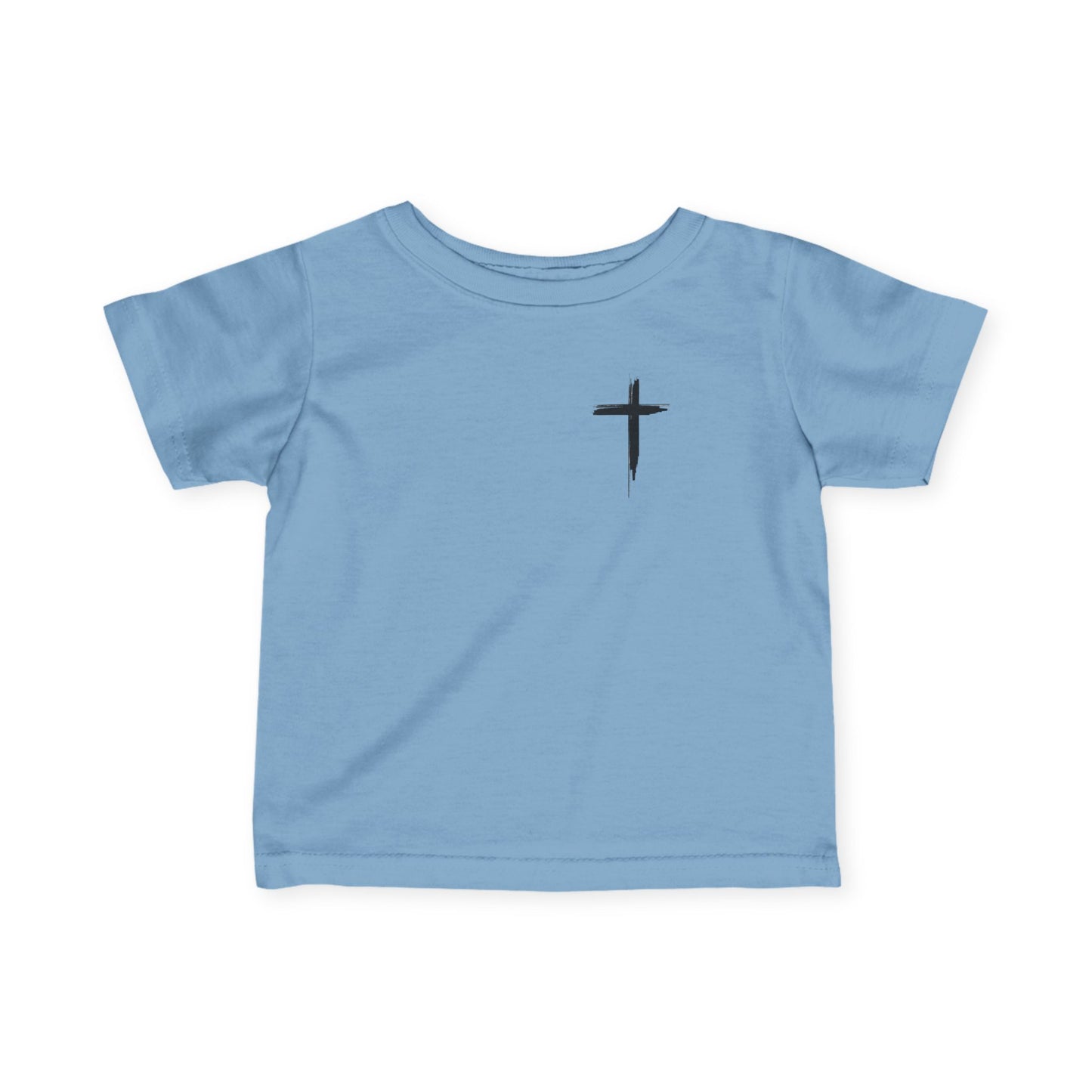 Infant Tee — Retro “Jesus Loves You” Baby T‑Shirt with Small Cross