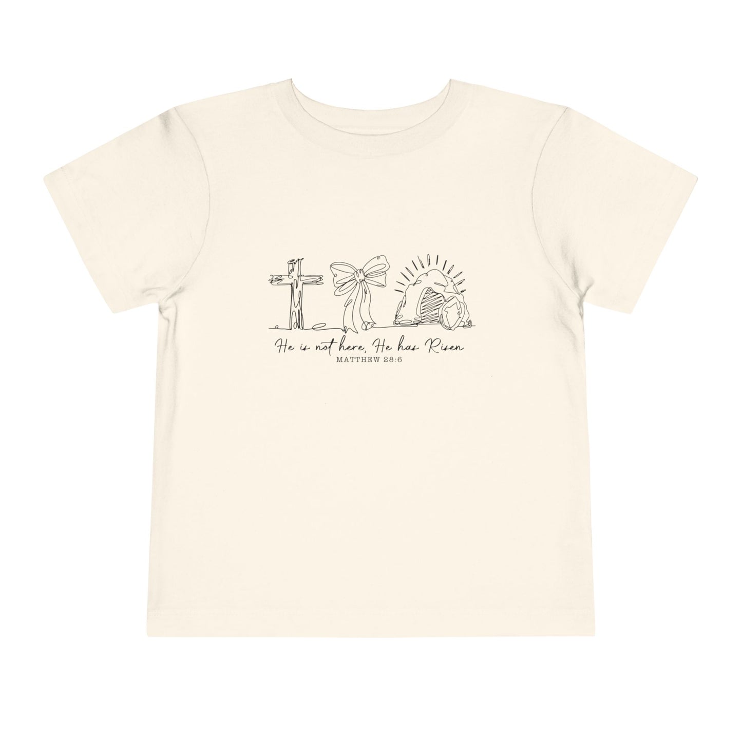 Toddler Tee — He Is Risen Easter Cross & Empty Tomb Christian Shirt
