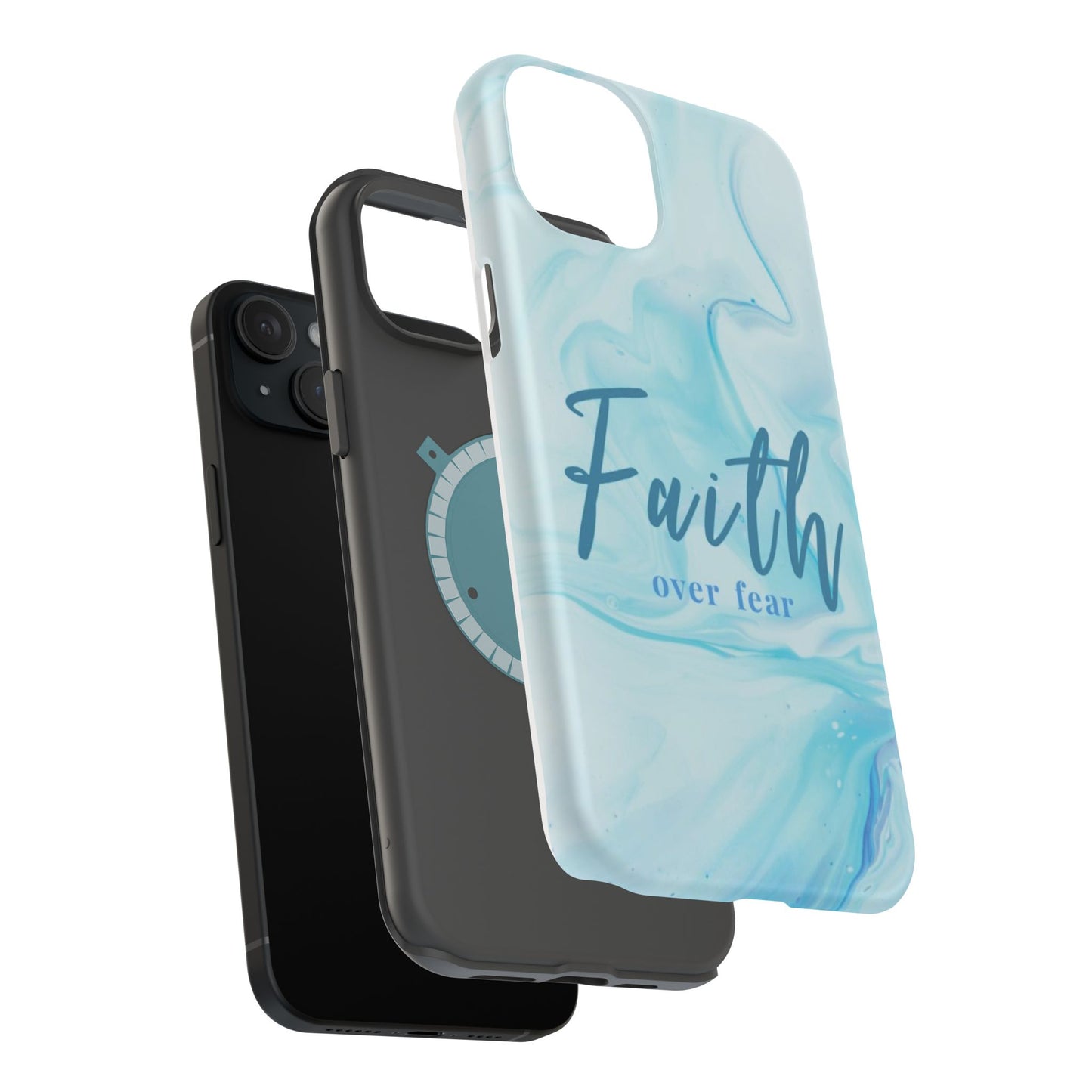 Faith Over Fear Magnetic Phone Case — Blue Marble Impact-Resistant Cover