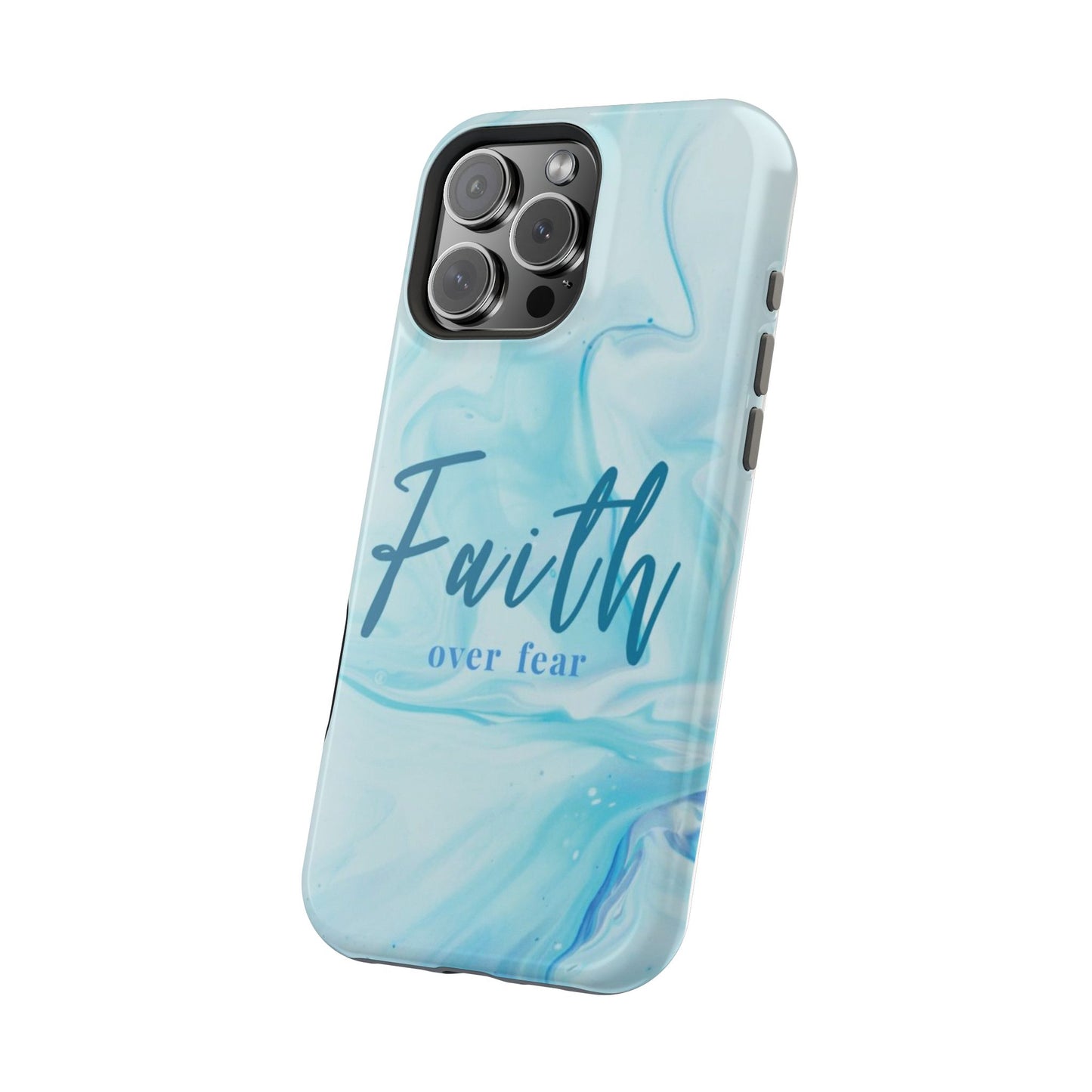 Faith Over Fear Magnetic Phone Case — Blue Marble Impact-Resistant Cover