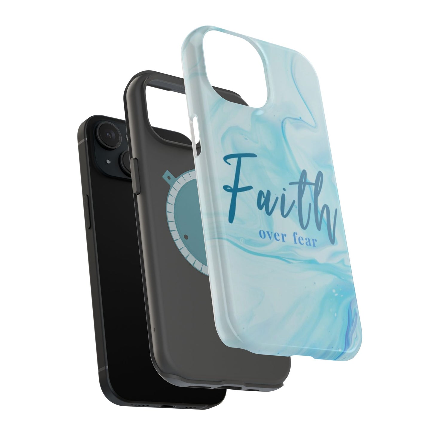 Faith Over Fear Magnetic Phone Case — Blue Marble Impact-Resistant Cover