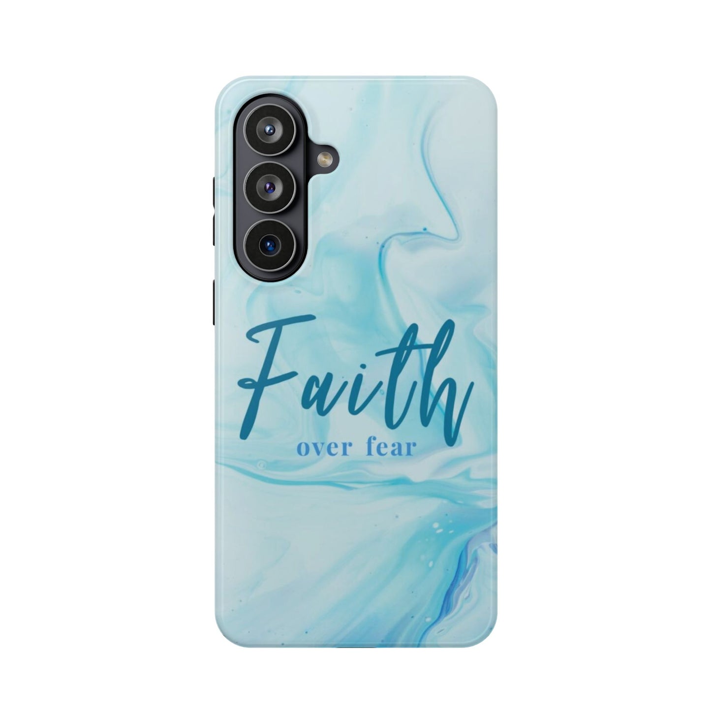 Faith Over Fear Magnetic Phone Case — Blue Marble Impact-Resistant Cover