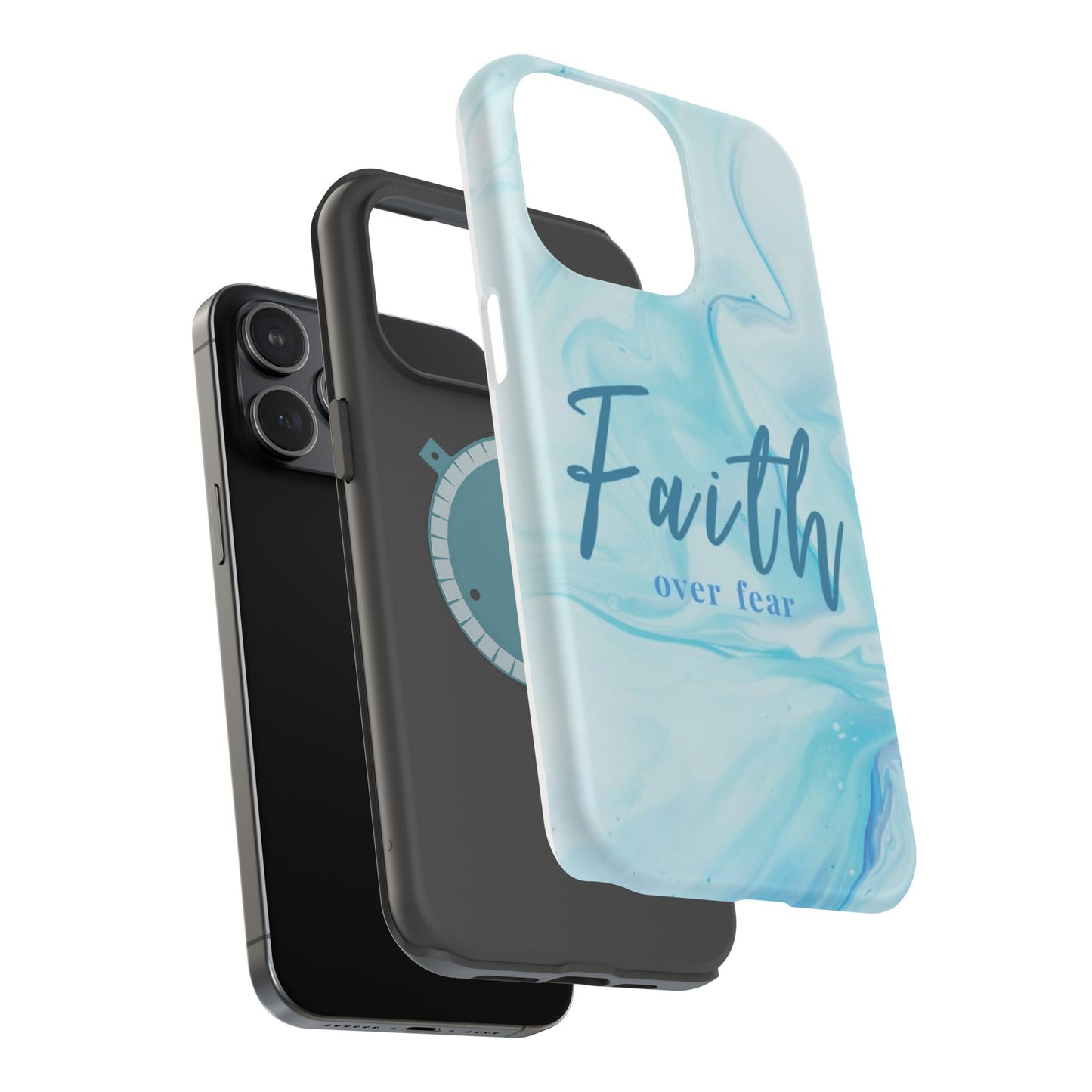Faith Over Fear Magnetic Phone Case — Blue Marble Impact-Resistant Cover