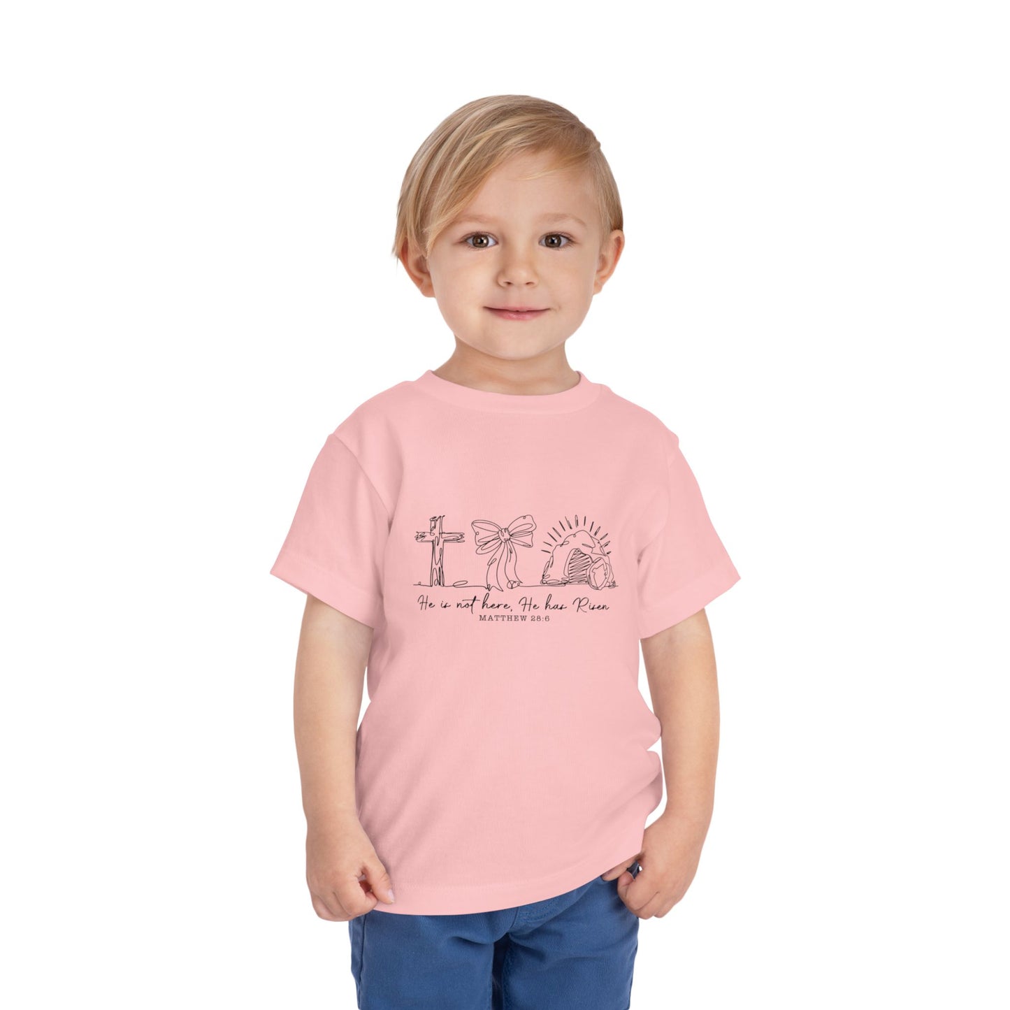 Toddler Tee — He Is Risen Easter Cross & Empty Tomb Christian Shirt