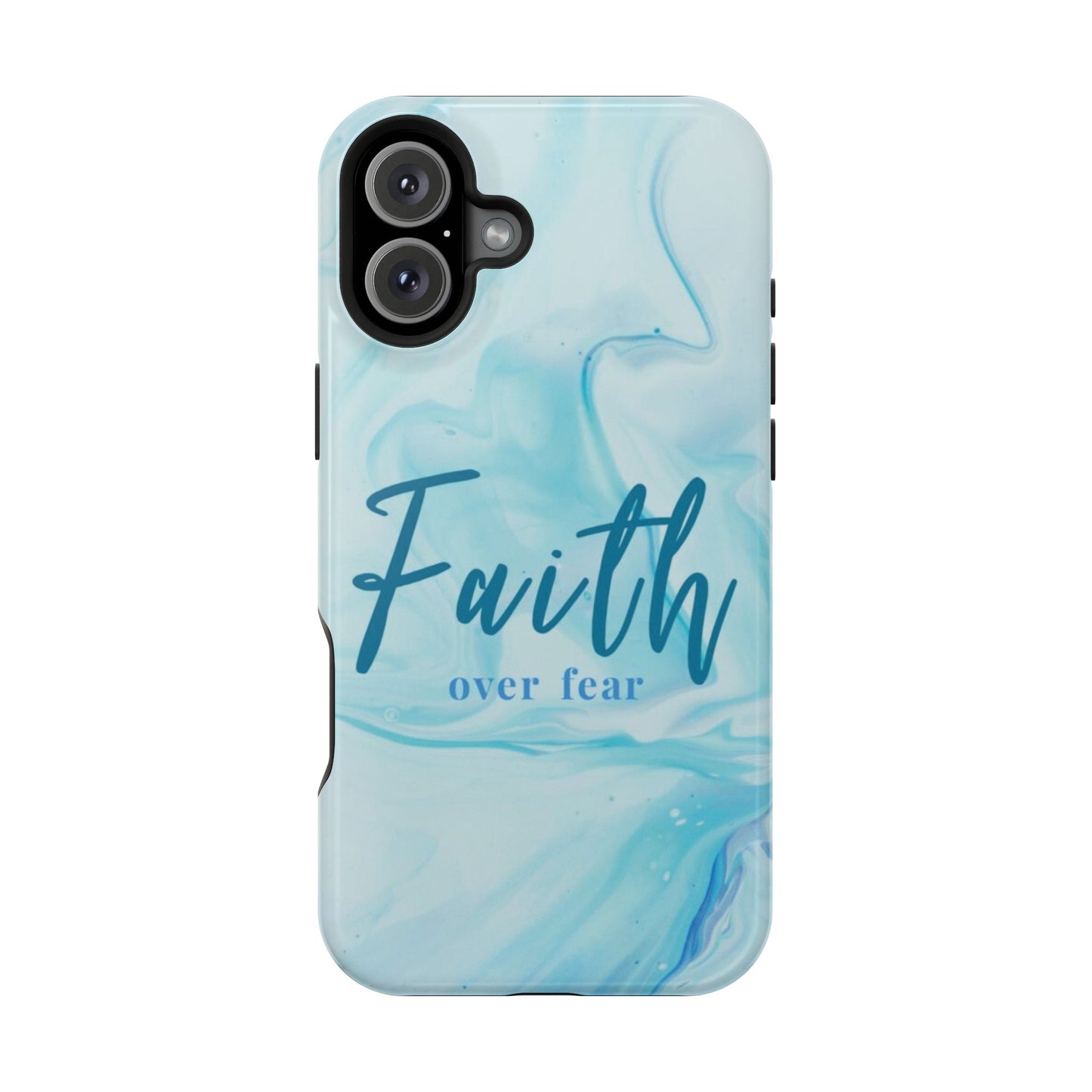 Faith Over Fear Magnetic Phone Case — Blue Marble Impact-Resistant Cover