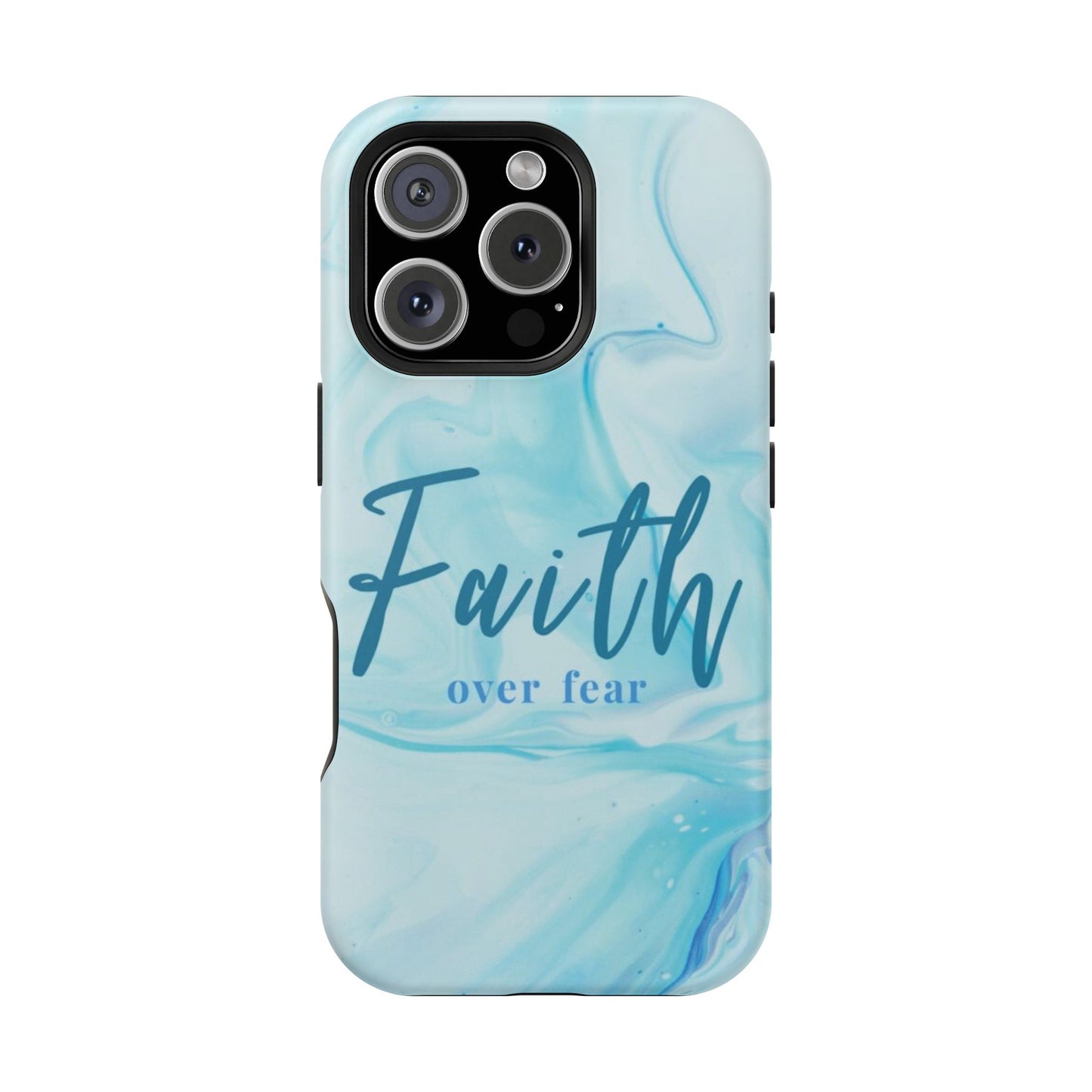 Faith Over Fear Magnetic Phone Case — Blue Marble Impact-Resistant Cover