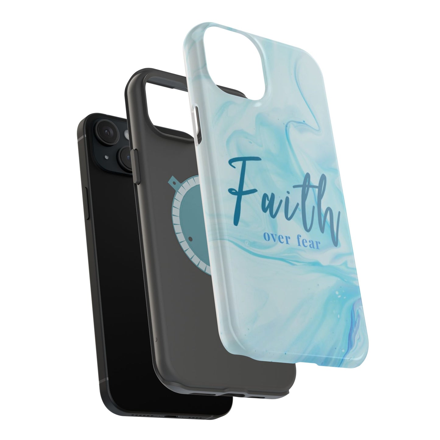 Faith Over Fear Magnetic Phone Case — Blue Marble Impact-Resistant Cover
