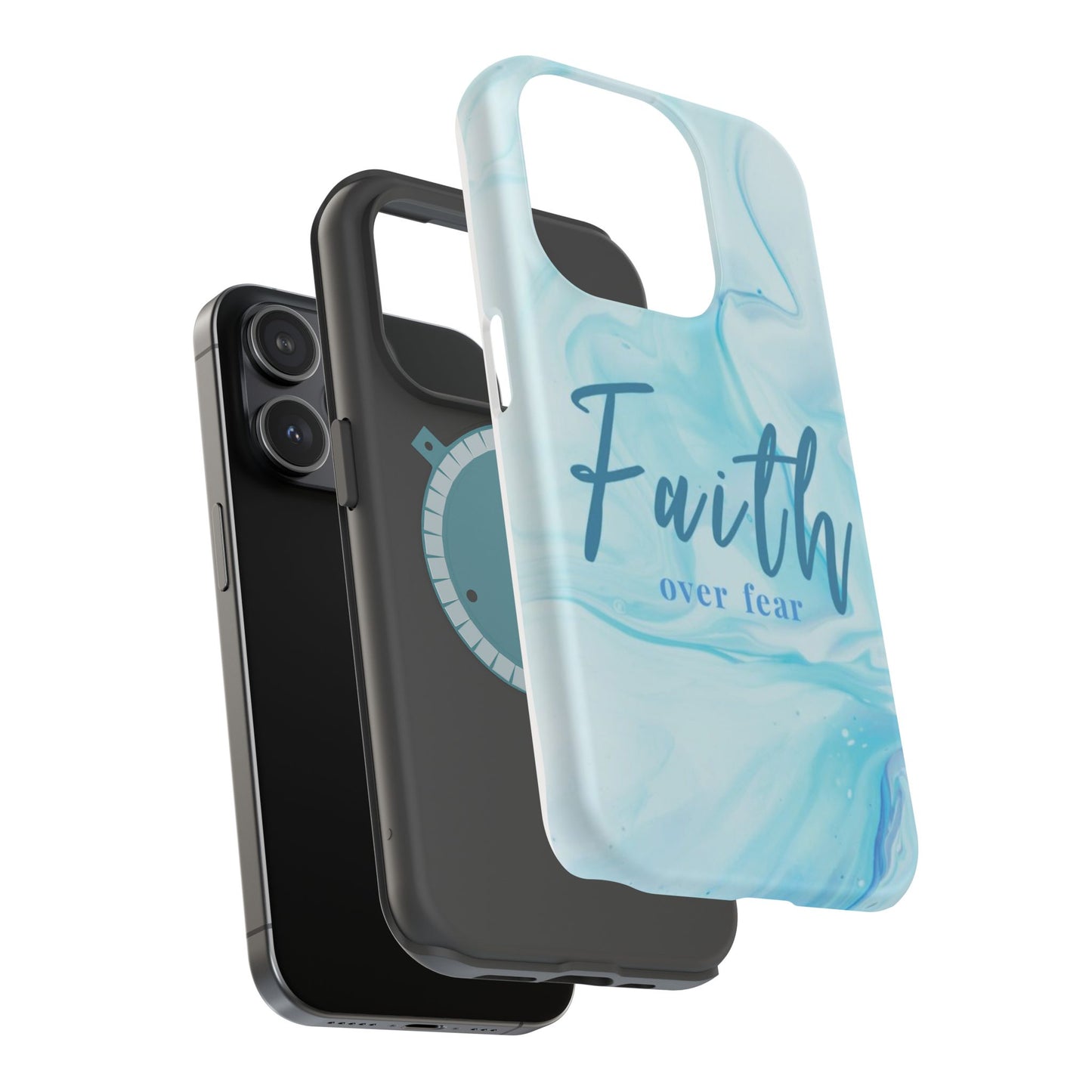 Faith Over Fear Magnetic Phone Case — Blue Marble Impact-Resistant Cover