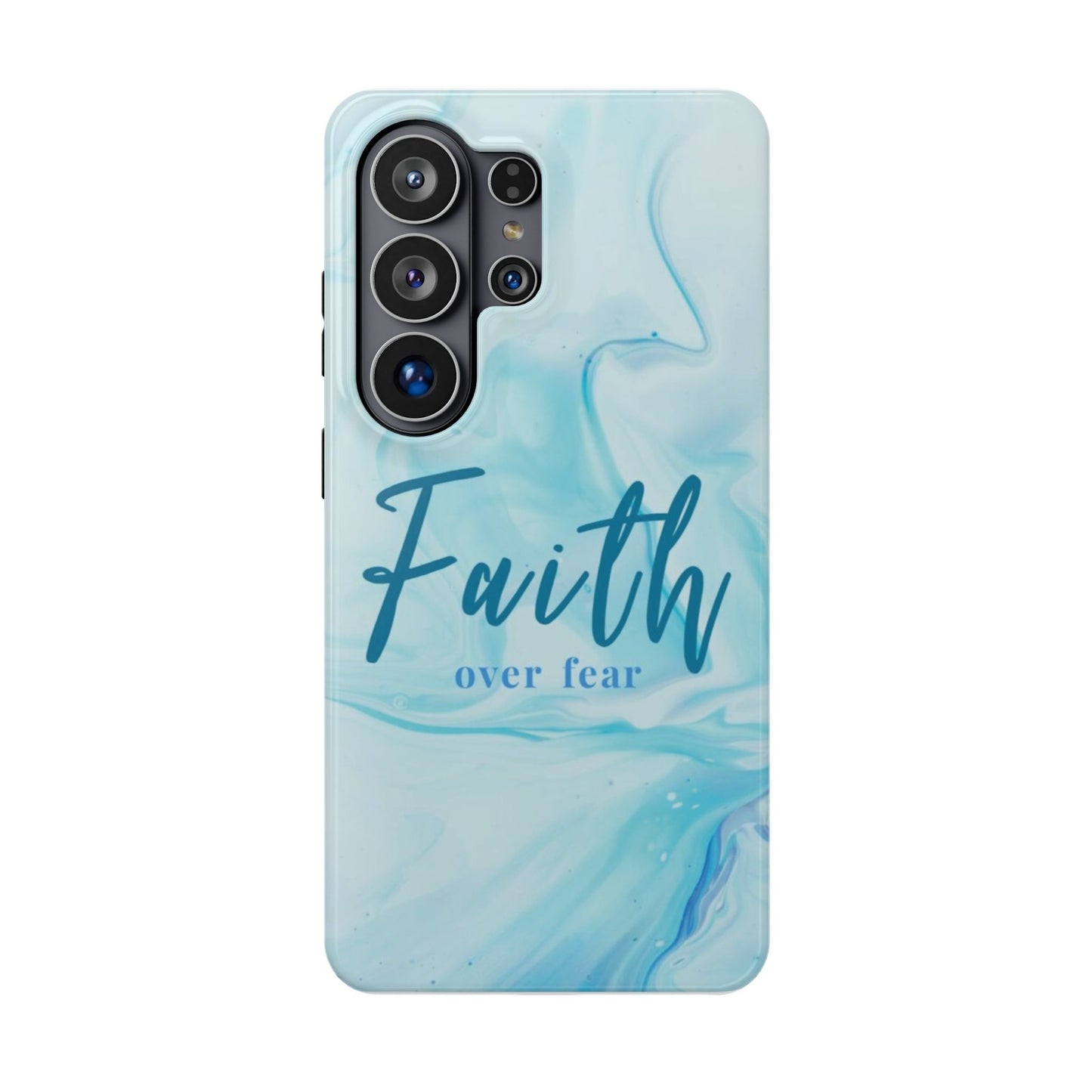 Faith Over Fear Magnetic Phone Case — Blue Marble Impact-Resistant Cover