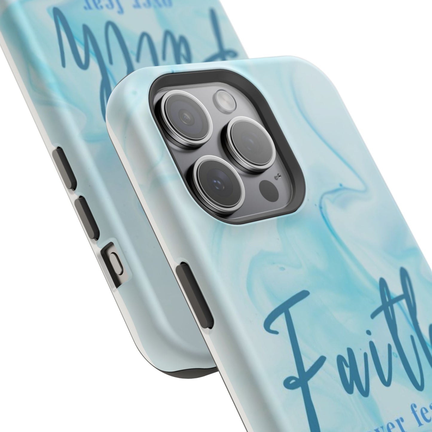Faith Over Fear Magnetic Phone Case — Blue Marble Impact-Resistant Cover