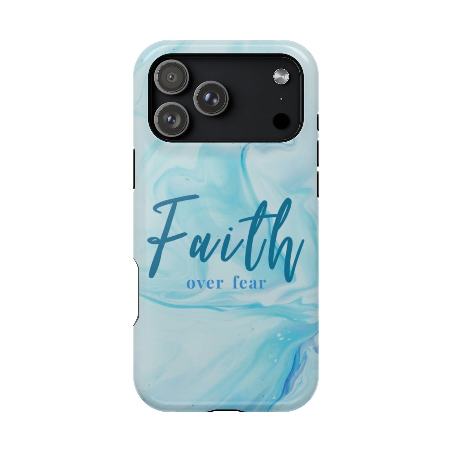 Faith Over Fear Magnetic Phone Case — Blue Marble Impact-Resistant Cover