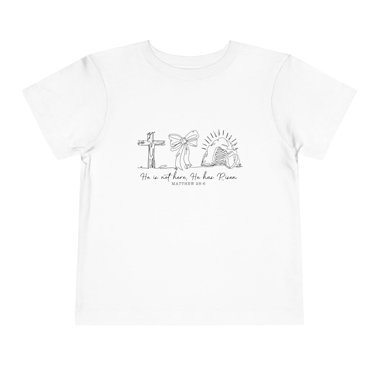 Toddler Tee — He Is Risen Easter Cross & Empty Tomb Christian Shirt