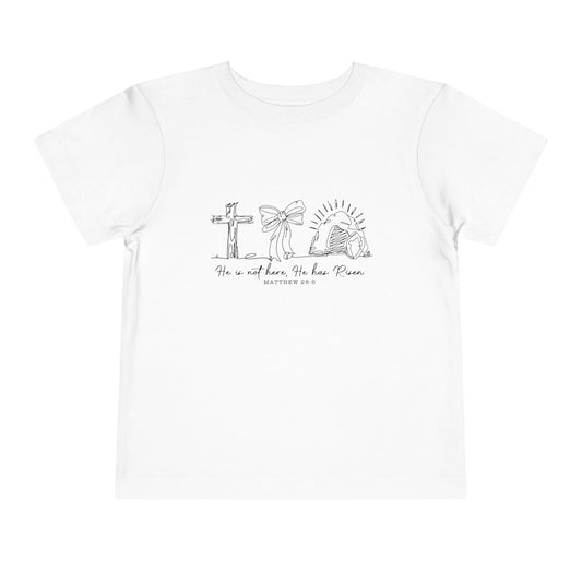 Toddler Tee — He Is Risen Easter Cross & Empty Tomb Christian Shirt