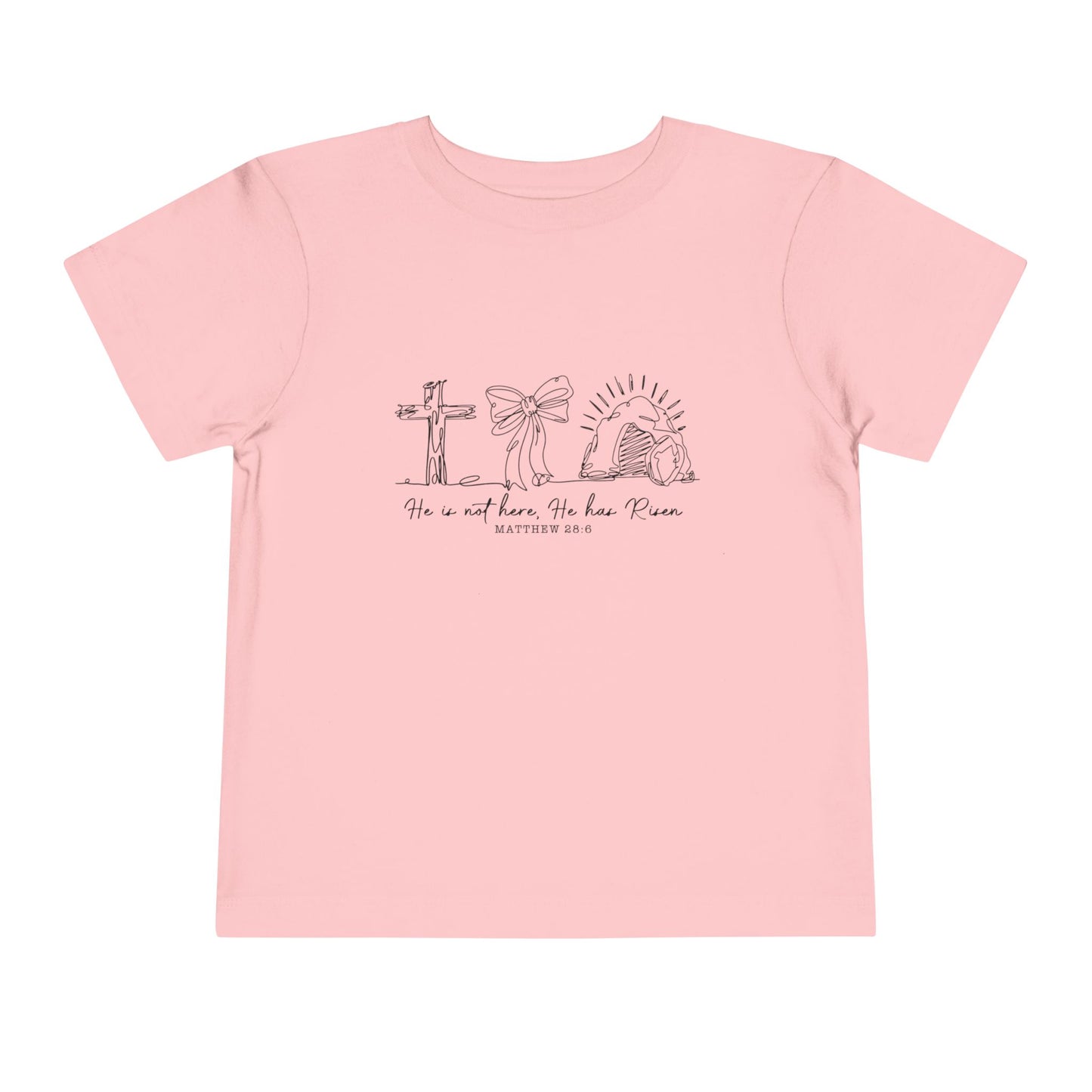 Toddler Tee — He Is Risen Easter Cross & Empty Tomb Christian Shirt