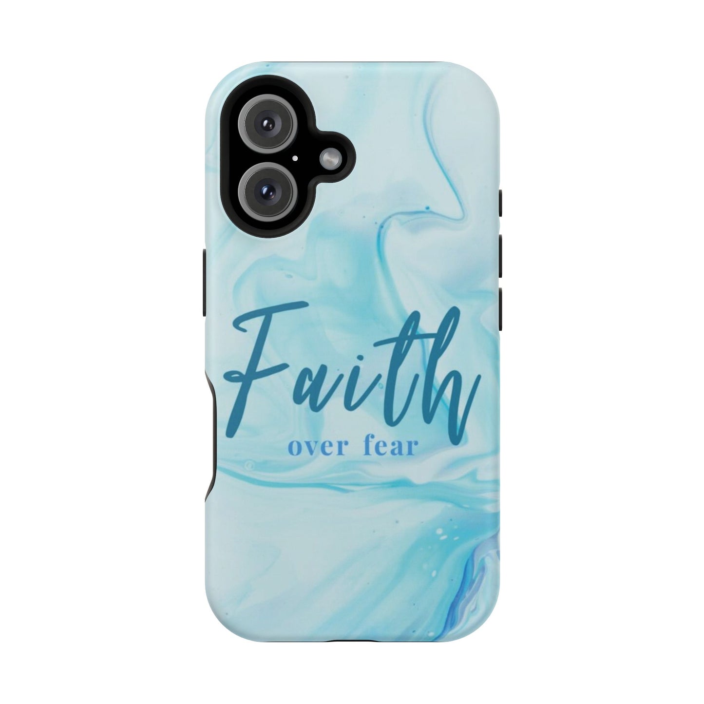 Faith Over Fear Magnetic Phone Case — Blue Marble Impact-Resistant Cover