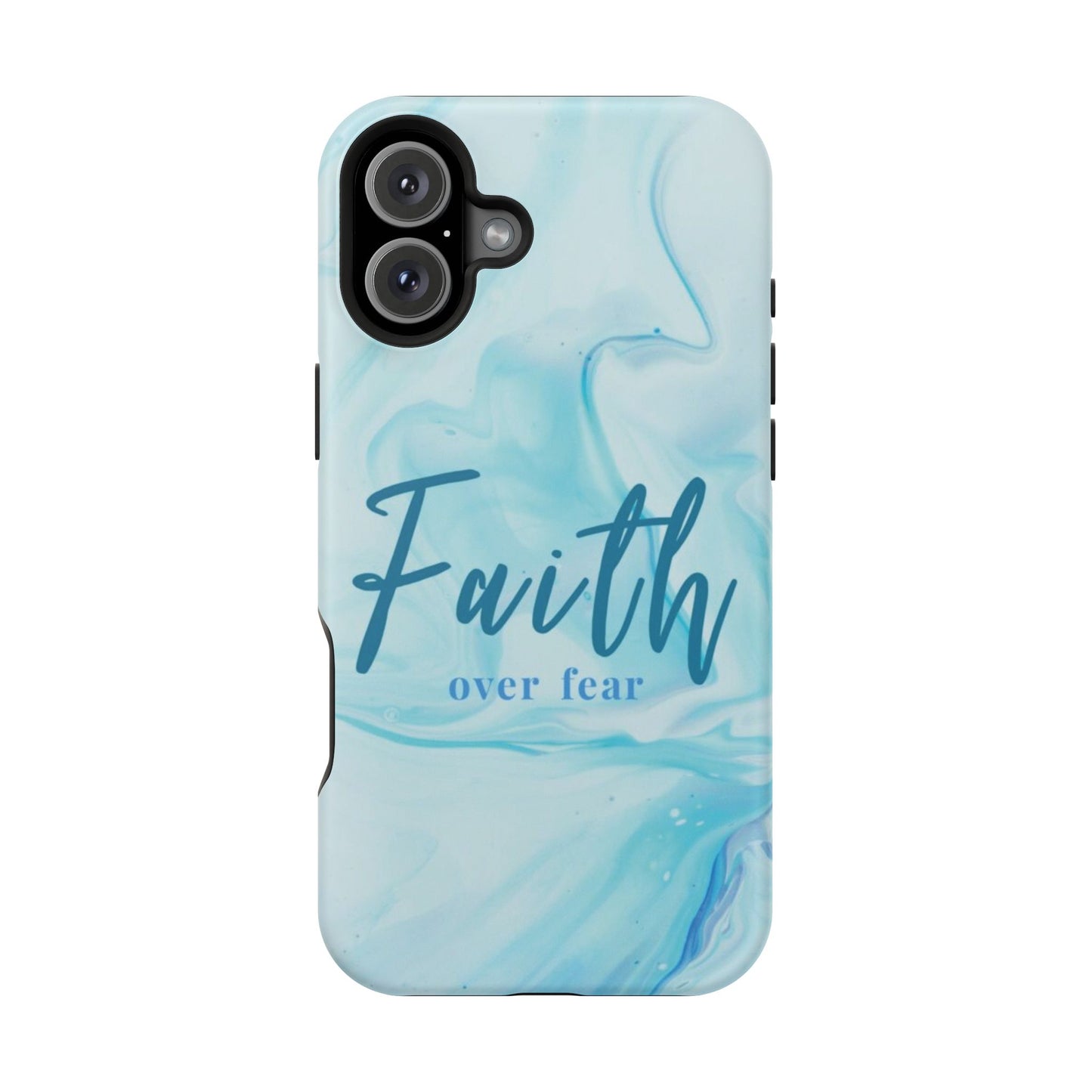 Faith Over Fear Magnetic Phone Case — Blue Marble Impact-Resistant Cover