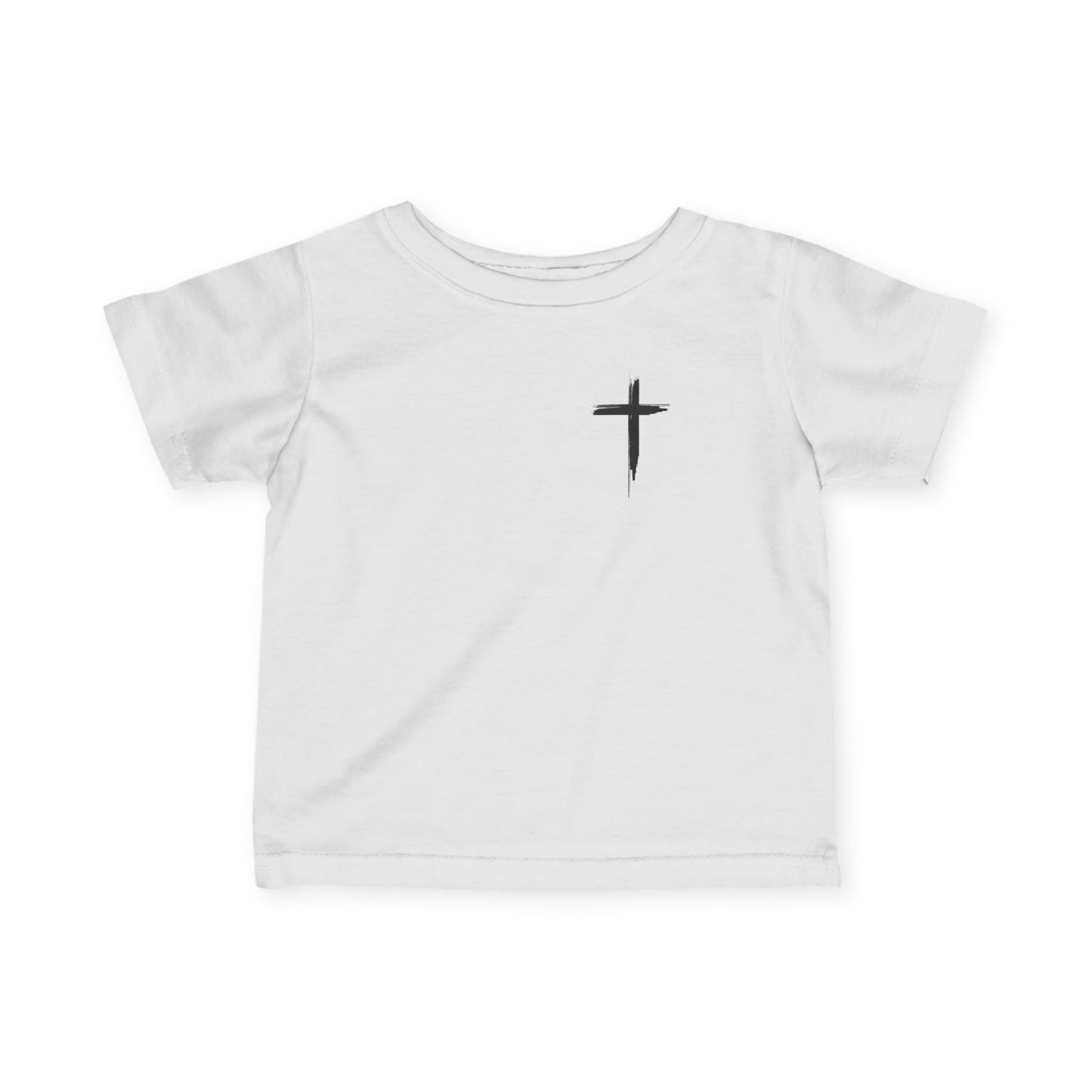 Infant Tee — Retro “Jesus Loves You” Baby T‑Shirt with Small Cross
