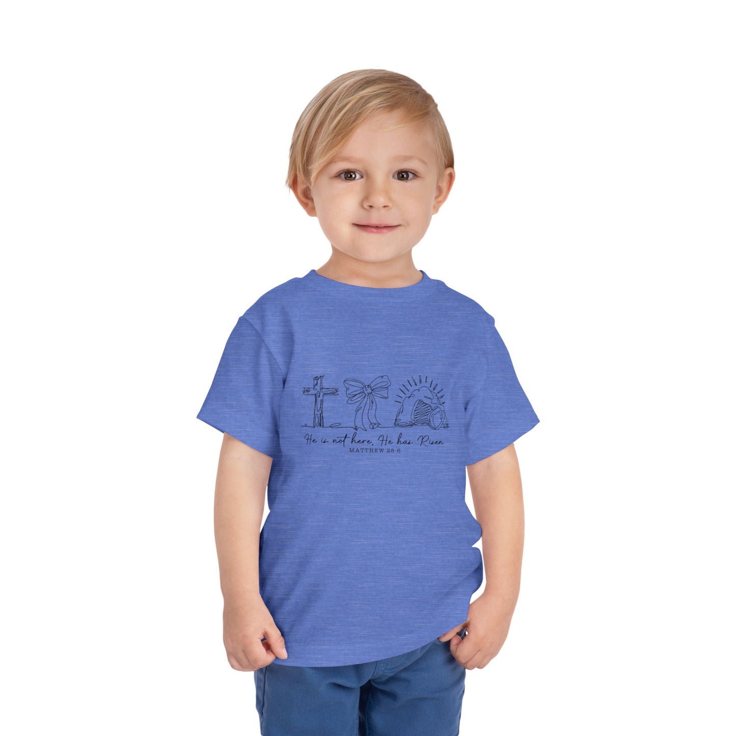 Toddler Tee — He Is Risen Easter Cross & Empty Tomb Christian Shirt