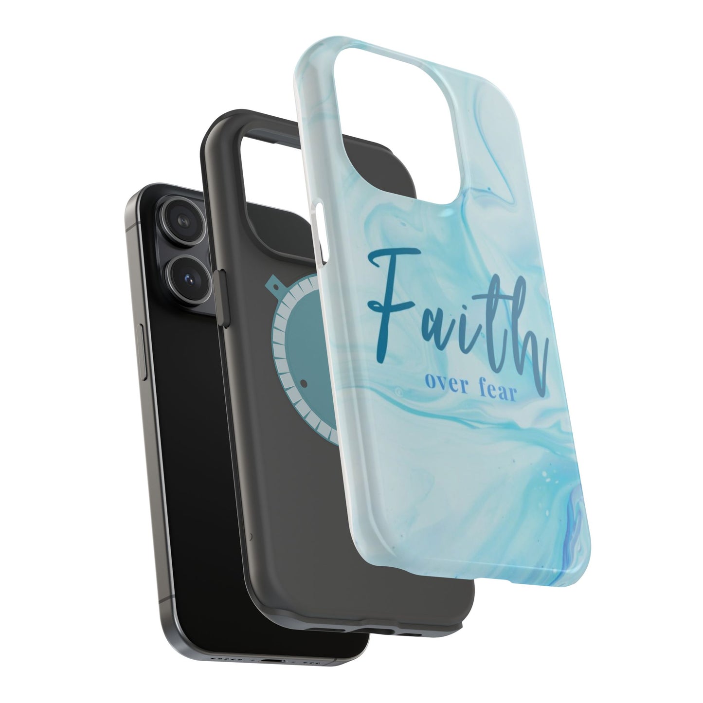 Faith Over Fear Magnetic Phone Case — Blue Marble Impact-Resistant Cover