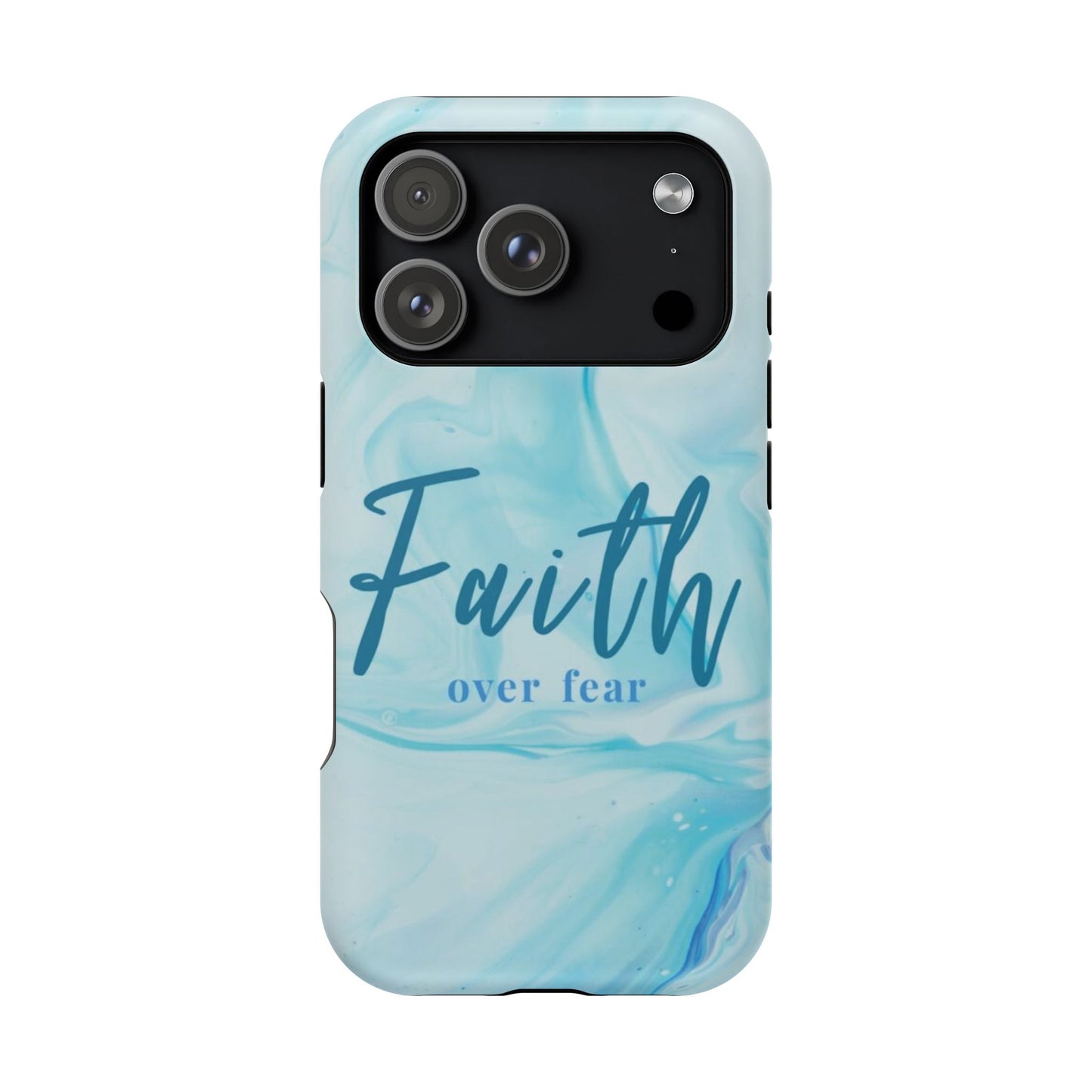 Faith Over Fear Magnetic Phone Case — Blue Marble Impact-Resistant Cover