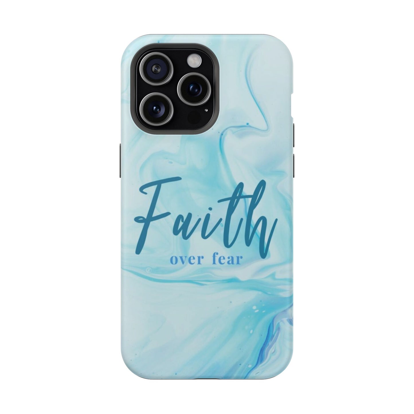Faith Over Fear Magnetic Phone Case — Blue Marble Impact-Resistant Cover