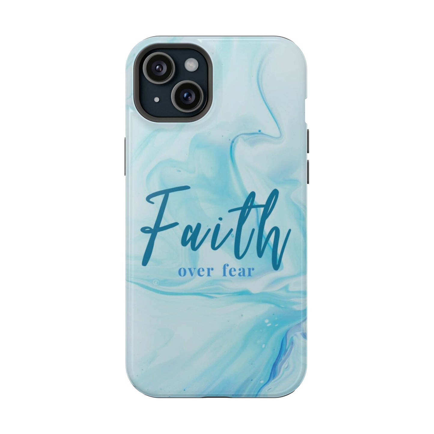 Faith Over Fear Magnetic Phone Case — Blue Marble Impact-Resistant Cover