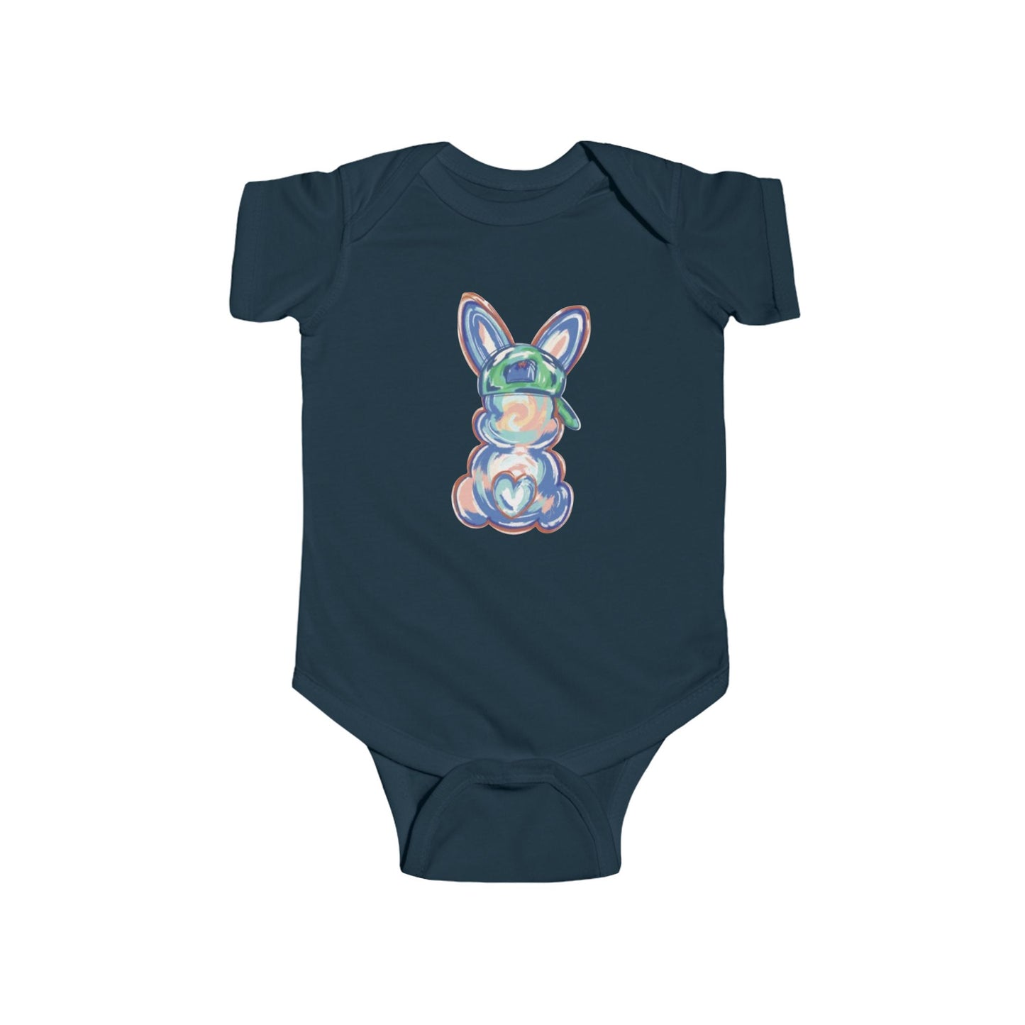 Baby Bodysuit — Pastel Bunny with Heart Graphic (Infant Onesie)