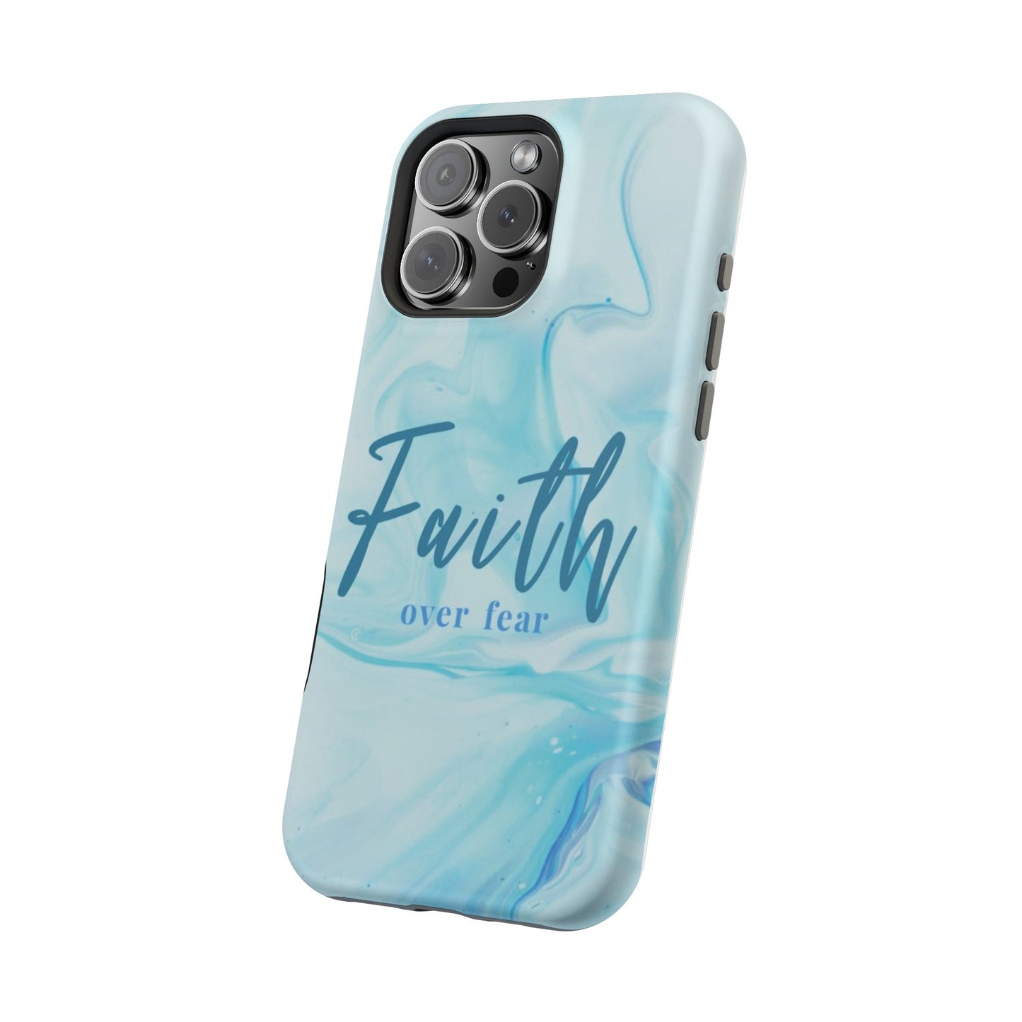 Faith Over Fear Magnetic Phone Case — Blue Marble Impact-Resistant Cover