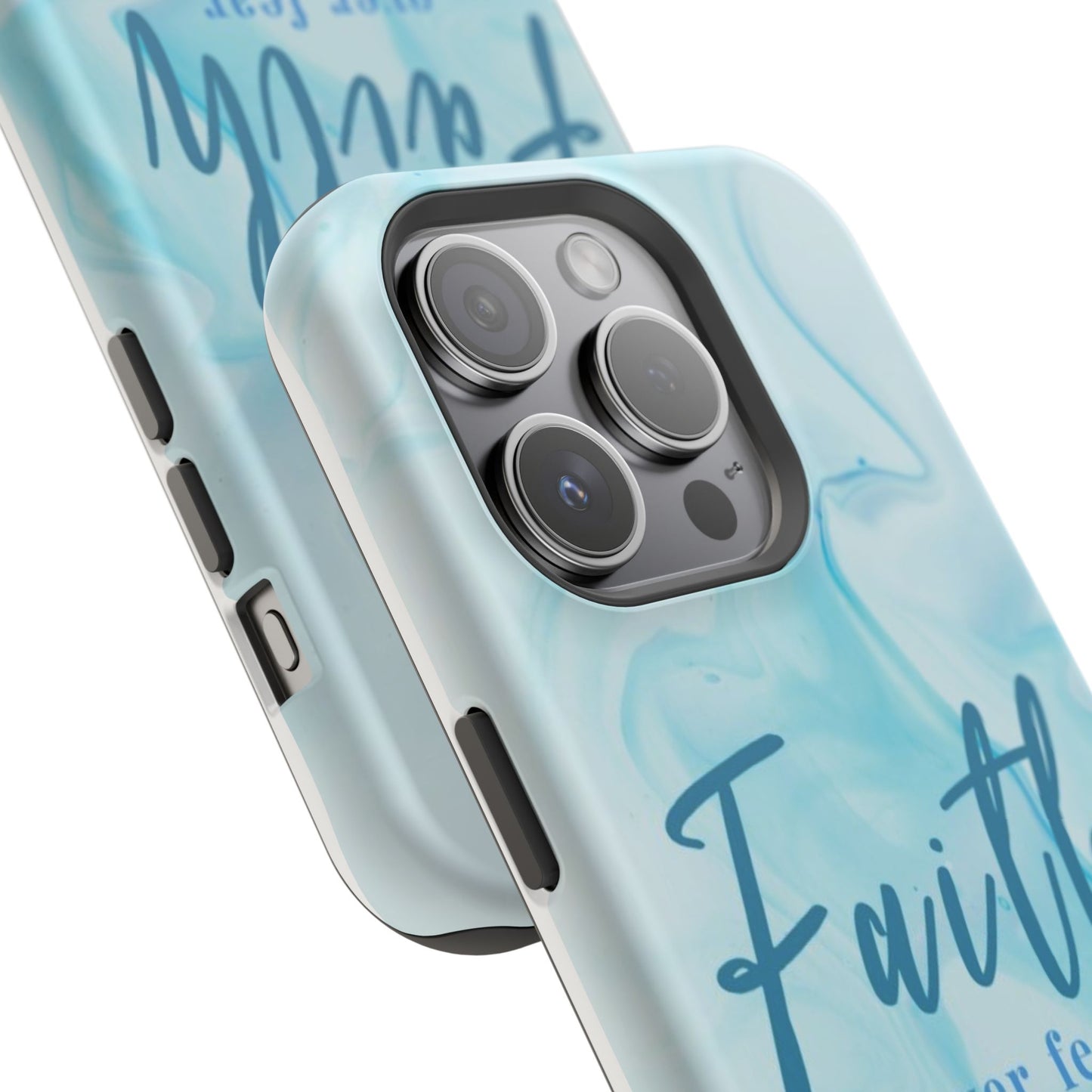 Faith Over Fear Magnetic Phone Case — Blue Marble Impact-Resistant Cover