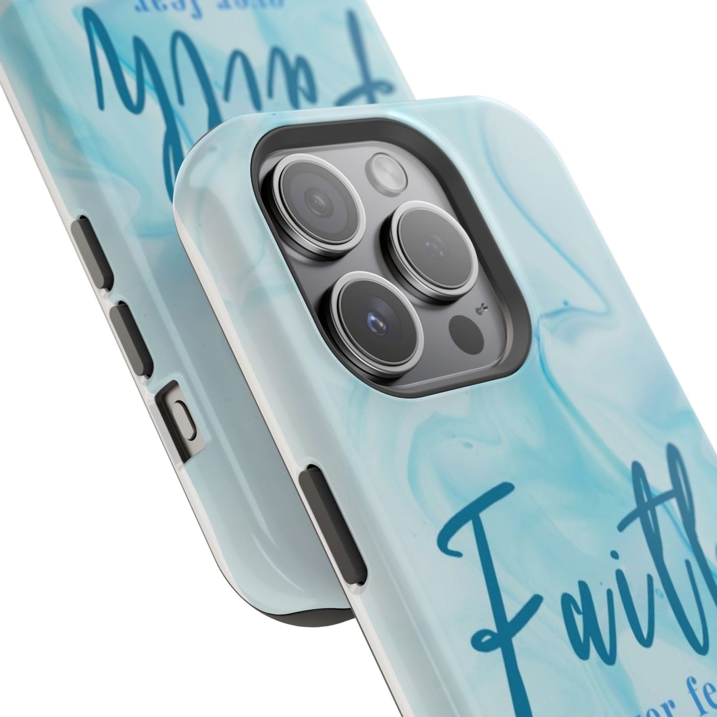 Faith Over Fear Magnetic Phone Case — Blue Marble Impact-Resistant Cover
