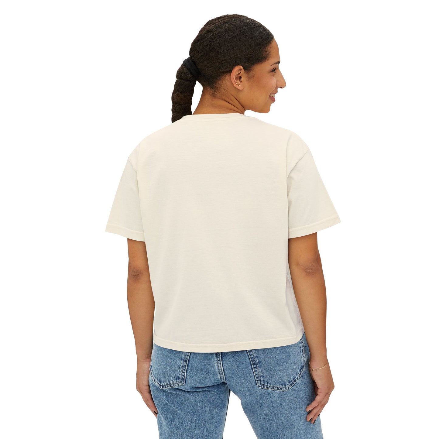Women's Boxy Tee - 'God Is Good All The Time' Scenic Sunrise Floral Graphic